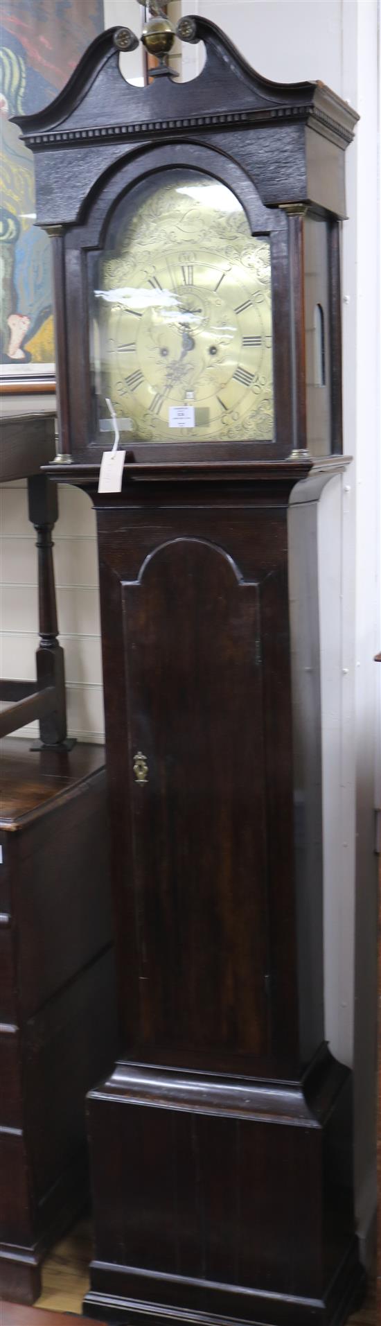 A George III oak longcase clock, Robt Alexander, Leith, H.225cm